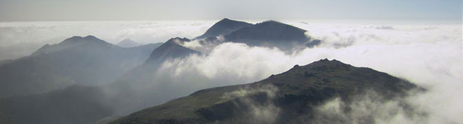 An aerial view of the Snowdon peaks