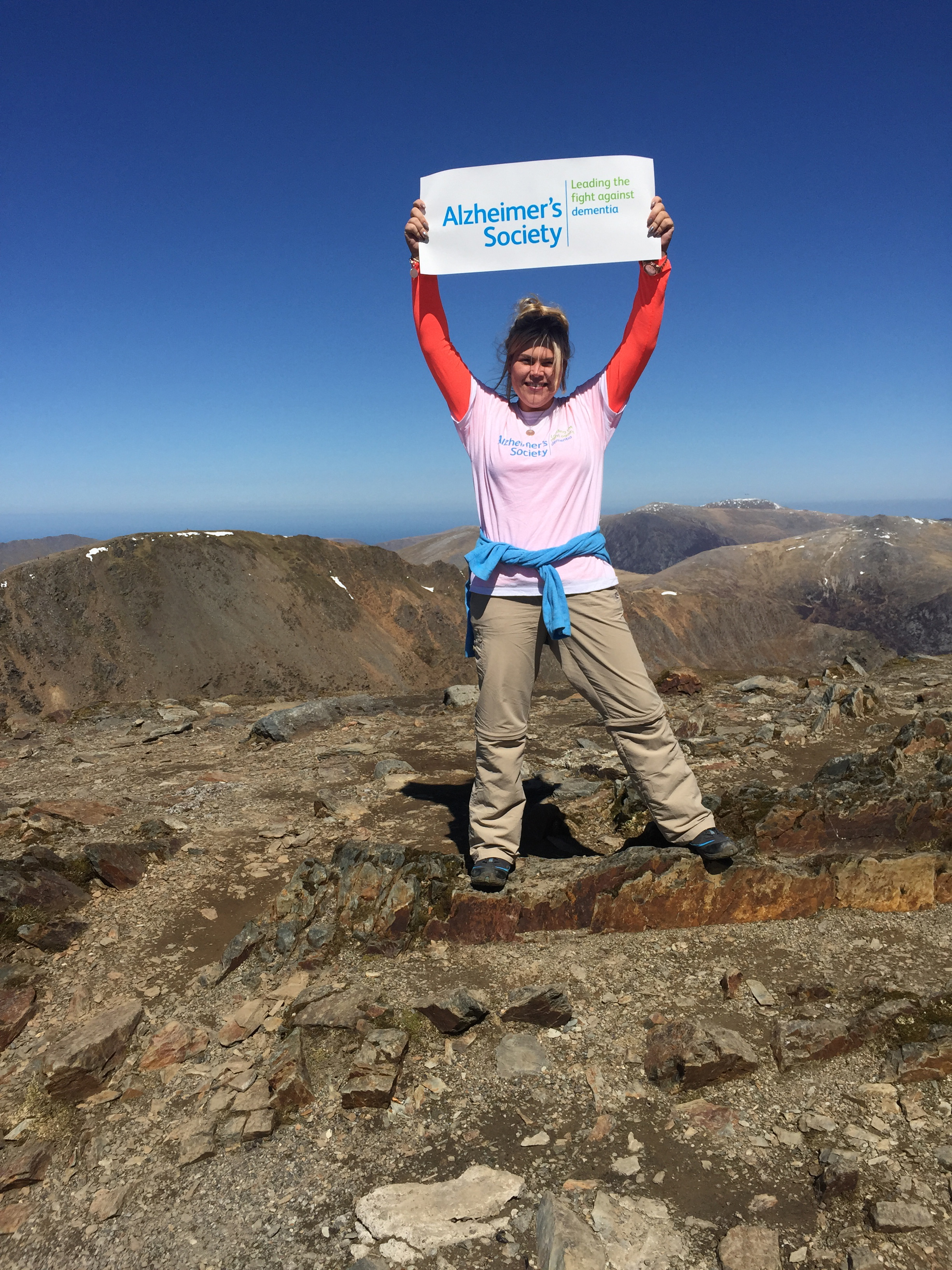 Jennifer at the top of Snowdon